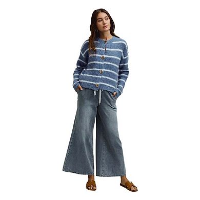 SO ME Mid Rise Elastic Waist Flare Denim Jeans