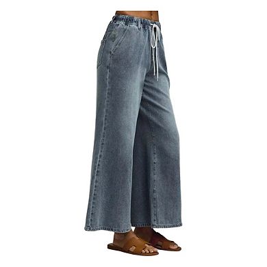 SO ME Mid Rise Elastic Waist Flare Denim Jeans