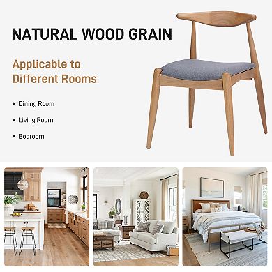Pnronnc 5-Piece Kitchen Dining Table Set with Solid Wood Table and 4 Upholstered Chairs