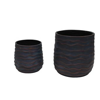 KWPZQEB Lightweight Magnesium Oxide Large Round Plant Pot Set of 2 with Texture & Drainage Hole