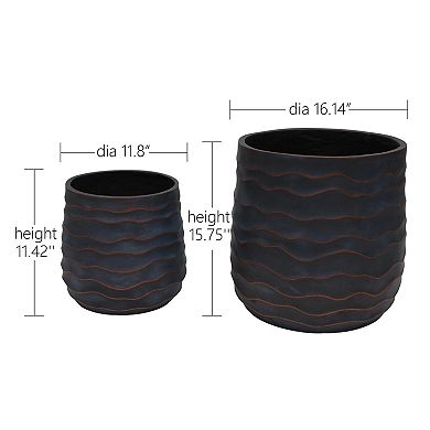 KWPZQEB Lightweight Magnesium Oxide Large Round Plant Pot Set of 2 with Texture & Drainage Hole
