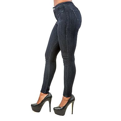 Women's Curvy Fit Blue Stretch Denim Basic High Waist Slim Jeans