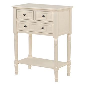 KWPZQEB Mid Century Modern Narrow Console Table with 3 Drawers, Slim Sofa Table for Living Room
