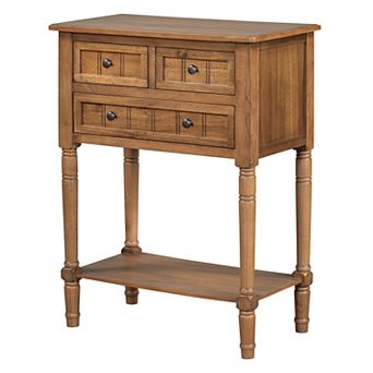 KWPZQEB Mid Century Modern Narrow Console Table with 3 Drawers, Slim Sofa Table for Living Room