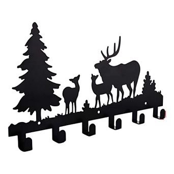Farmhouse Animal Coat Hook Rack Metal Wall-Mounted with Puppy, Bear, and Deer Hooks