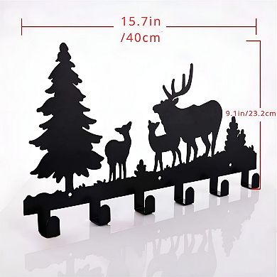Farmhouse Animal Coat Hook Rack Metal Wall-Mounted with Puppy, Bear, and Deer Hooks