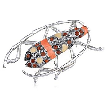 Enamel Crystal Rhinestone Synthetic Topaz Beetle Bug Insect Fashion Costume Pin Brooch