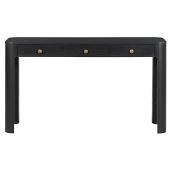 KWPZQEB Rustic Wood Console Table with Curved Corners Design & 3 Drawers for Hallway, Living Room