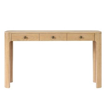 KWPZQEB Rustic Wood Console Table with Curved Corners Design & 3 Drawers for Hallway, Living Room