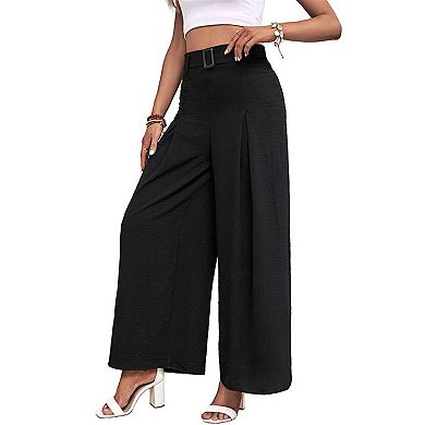 Women's High Waisted Pleated Wide Leg Trousers - Flowy Dress Pants for Work Business Casual