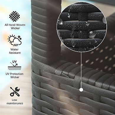 Outdoor Patio Table with Umbrella Hole, Wicker-Style, 21.75 in Square, Black or Tan