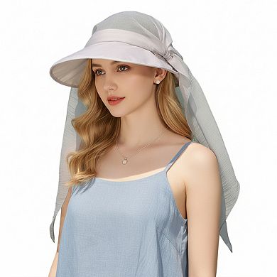 Wide Brim Sun Hat with Neck Flap Convertible Headband UV Protection Summer Hat