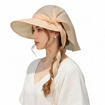 Wide Brim Sun Hat with Neck Flap Convertible Headband UV Protection Summer Hat