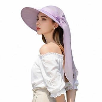 Wide Brim Sun Hat with Neck Flap Convertible Headband UV Protection Summer Hat