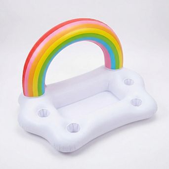 Inflatable Pool Drink Holder Floating Cooler with Cup Holders Ice Bucket Beverage Organizer for Pool