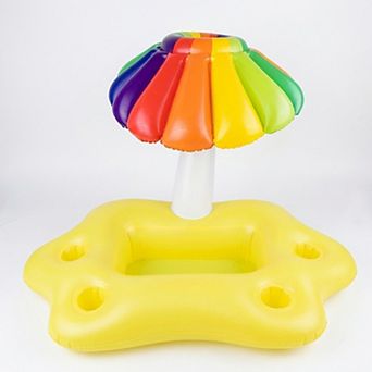 Inflatable Pool Drink Holder Floating Cooler with Cup Holders Ice Bucket Beverage Organizer for Pool