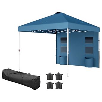 Outdoor Pop Up Canopy Gazebo with Vented Roof, Sidewall and Storage Pockets