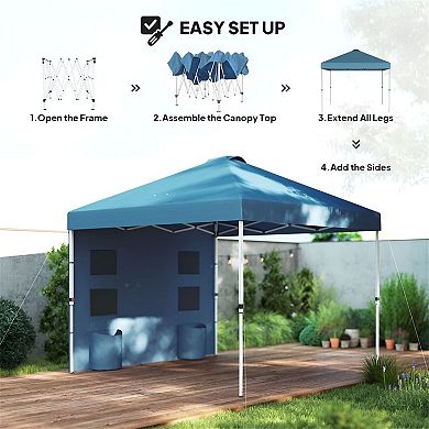 Outdoor Pop Up Canopy Gazebo with Vented Roof, Sidewall and Storage Pockets