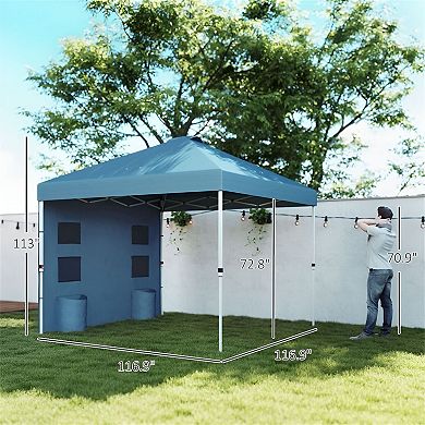 Outdoor Pop Up Canopy Gazebo with Vented Roof, Sidewall and Storage Pockets