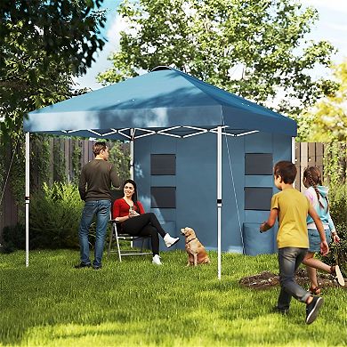 Outdoor Pop Up Canopy Gazebo with Vented Roof, Sidewall and Storage Pockets