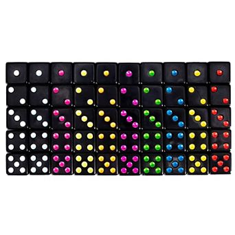 50-Pack Black Out Neon Dice Set for Tabletop and Math Games