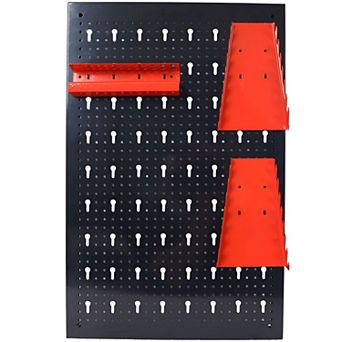 Wall-Mounted Metal Pegboard Tool Organizer with Hooks, Wrench Racks and Drill Holder