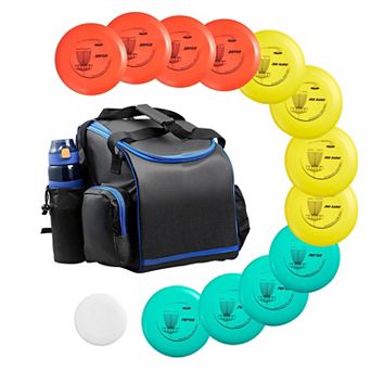 Disc Golf Set 12 pc TPE Discs with Carrying Backpack for Outdoor Play - Multicolor