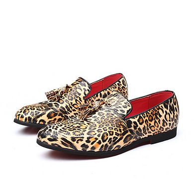 Men's Leopard Print Tassel Loafers Bold Dress Shoes