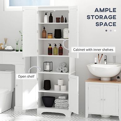 Slim Bathroom Floor Cabinet for Narrow Spaces with Adjustable Shelving