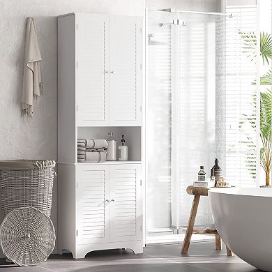Slim Bathroom Floor Cabinet for Narrow Spaces with Adjustable Shelving
