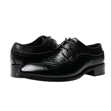 Men's Crocodile Embossed Oxfords Formal Dress Brogue Shoes