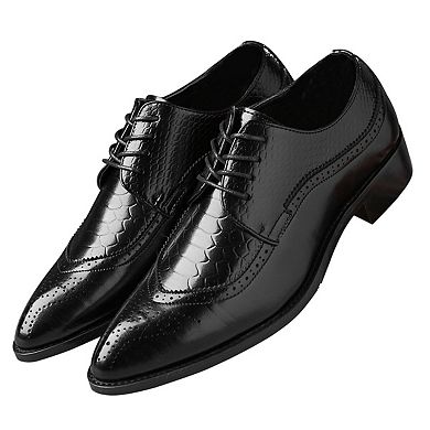 Men's Crocodile Embossed Oxfords Formal Dress Brogue Shoes