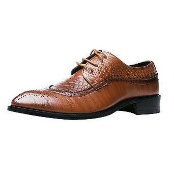 Men's Crocodile Embossed Oxfords Formal Dress Brogue Shoes