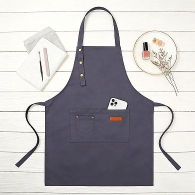 Kitchen Apron Polyester Adjustable Neck Apron with Pocket for Cooking Baking Work Use