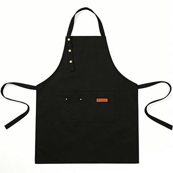 Kitchen Apron Polyester Adjustable Neck Apron with Pocket for Cooking Baking Work Use