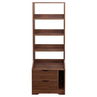 Vertical Storage Nightstand with 4 Open Shelves and Closed Cabinet for Bedroom
