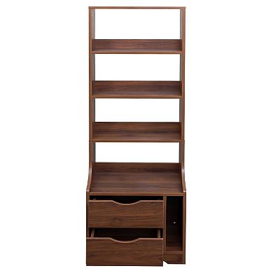 Vertical Storage Nightstand with 4 Open Shelves and Closed Cabinet for Bedroom