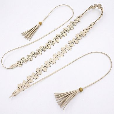 Women's Floral Cutout Waist Belt Tie Closure Adjustable Faux Leather Hip Belt Boho Style Accessory