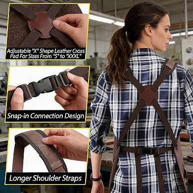 Full Coverage Work Apron with Multi Pocket Storage Canvas Utility Apron for Workshop Gardening