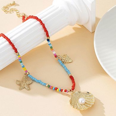 Women's Layered Beaded & Chain Necklace Set