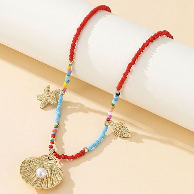 Women's Layered Beaded & Chain Necklace Set