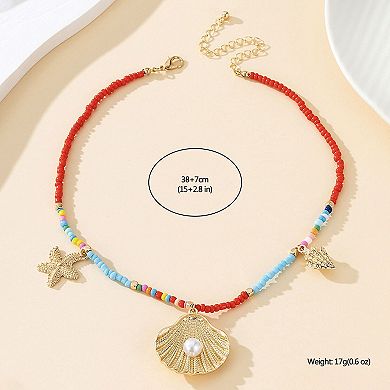 Women's Layered Beaded & Chain Necklace Set