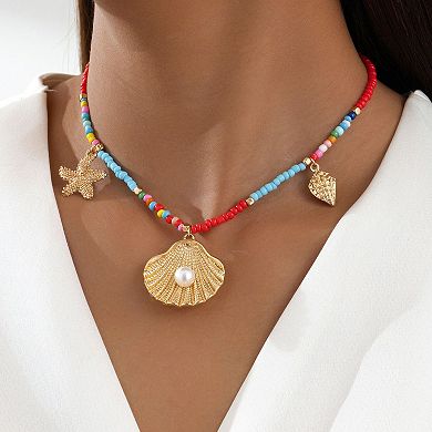 Women's Layered Beaded & Chain Necklace Set