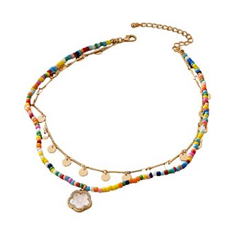 Women's Layered Beaded & Chain Necklace Set
