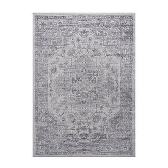 Aurora Ascent LOOM&LUXE 5×7 Silver Oriental Stain Resistant Area Rug