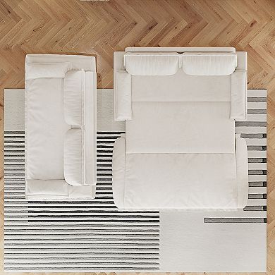 Pnronnc Modern Loveseat Sofa Convertible Pull Out Sofa Bed Velvet Sleeper Sofa