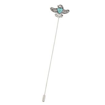 Vintage Bohemian Turquoise Eagle Hat Pin Bird Animal Jewelry Lapel Stick Pin Cardigan Tie Pin, 5 in