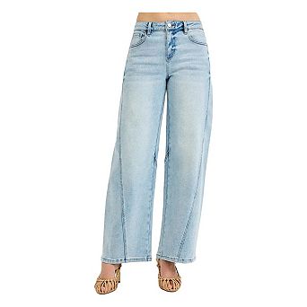 RISEN Full Size Mid Rise Fit Barrel Jeans Plus Size