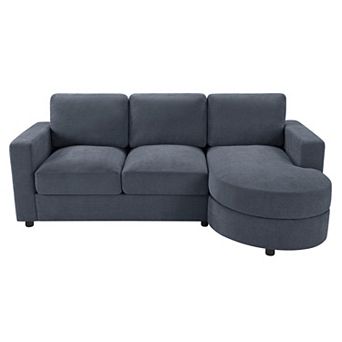 Pnronnc L Shaped Sectional Sofa with Curved Chaise Lounge, USB Ports and Storage Pockets