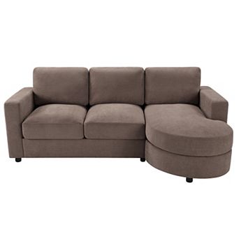 Pnronnc L Shaped Sectional Sofa with Curved Chaise Lounge, USB Ports and Storage Pockets